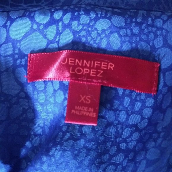 Jennifer Lopez Dress Size XS Blue Snake Print Faux Wrap Cold Shoulder Spring New - Picture 7 of 8